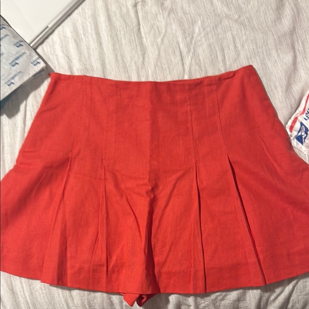 Zara Red Skorts with Pleated Tennis Design